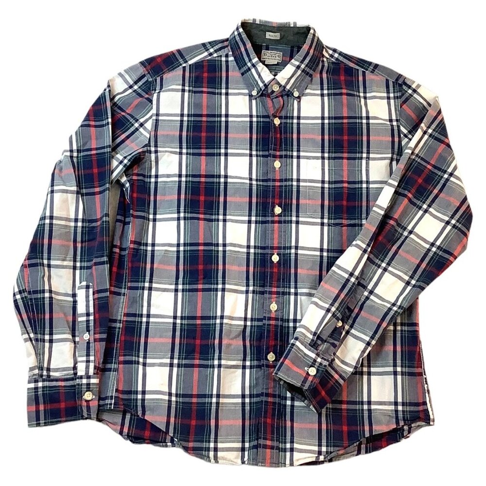 J.Crew Plaid Slim Fit Button Down Long Sleeve Shirt Mens Size L
